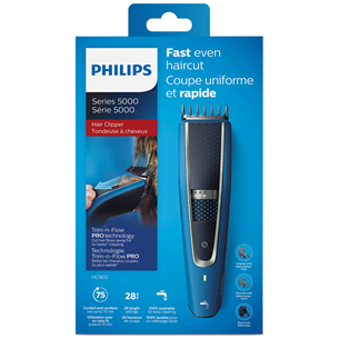 Philips 5000 Series, 0.5-28 mm, blue/black - Hairclipper + beard comb