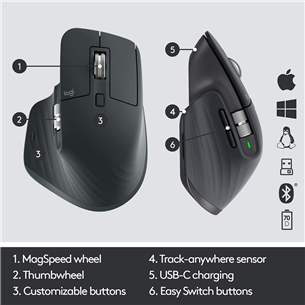 Logitech MX Master 3, melna - Bezvadu datorpele