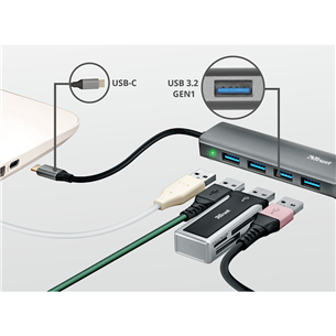 USB-C portu dalītājs Halyx 4 USB-A 3.2, Trust