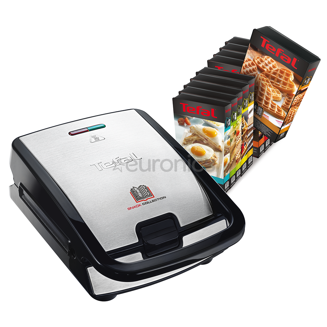 Tefal Snack Collection, 700 W, black/inox - Sandwich toaster with removable  plates, SW852D12