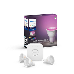 Philips Hue White and Color Ambiance Bluetooth, GU10, 3 шт. + мост, белый - Комплект умных ламп