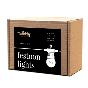 Twinkly Festoon Lights 20 RGB, 10 m, black - Smart festive lights