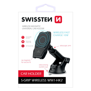 Автомобильный держатель для телефона с беспроводной зарядкой, Swissten