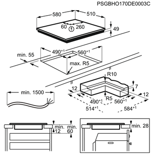 AEG 6000 Bridge, width 58 cm, frameless, black - Built-in Induction Hob