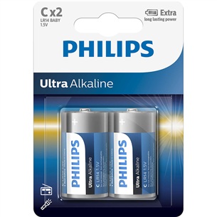 Philips Ultra Alkaline, LR14E, C2, 2 шт. - Батарейки LR14E2B/10