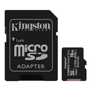 Карта памяти Canvas Select Plus microSD, Kingston / 16GB