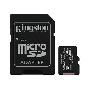 Карта памяти Canvas Select Plus microSD, Kingston / 64GB