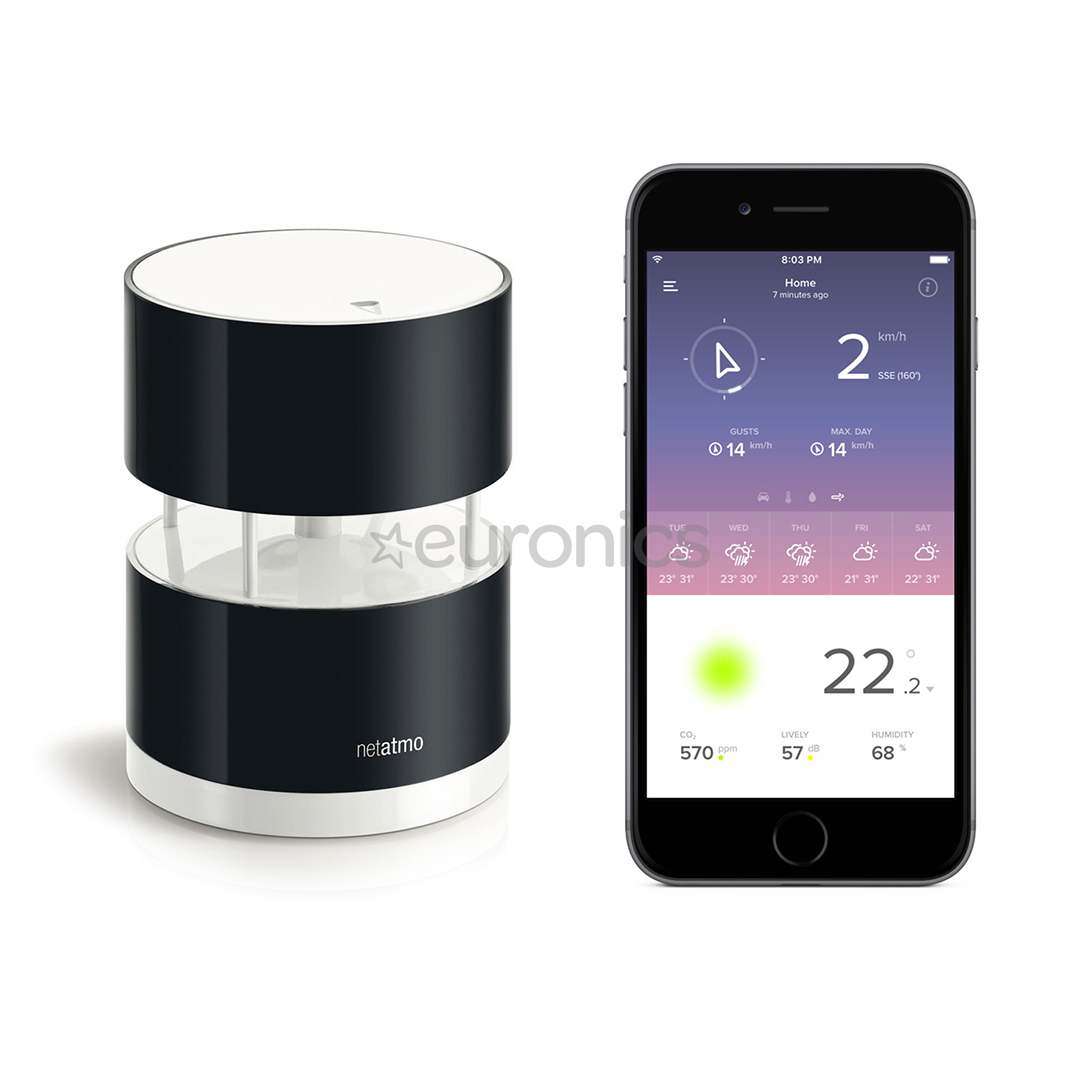 Netatmo Wind Gauge, melns - vēja sensors