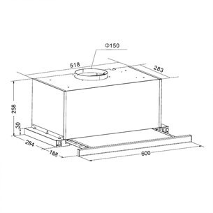 Hansa, 415 m³/h, width 60 cm, inox - Built-in Cooker Hood