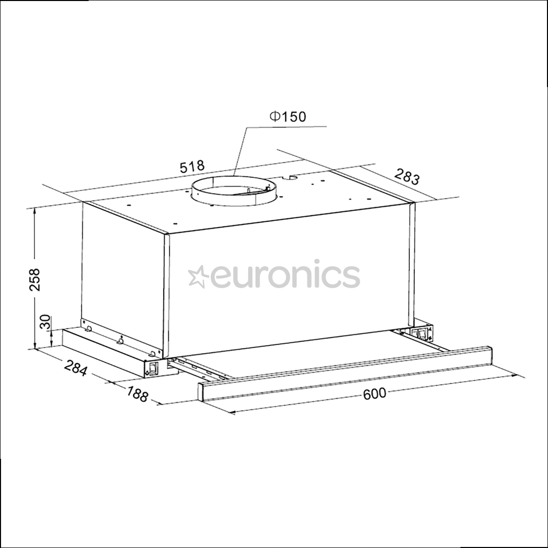 Hansa, 415 m³/h, width 60 cm, inox - Built-in Cooker Hood