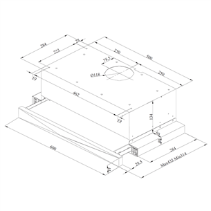 Beko, 352 m³/h, width 60 cm, black - Built-in Cooker Hood