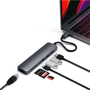 Satechi Multi-port, USB C, pelēka - Adapteris
