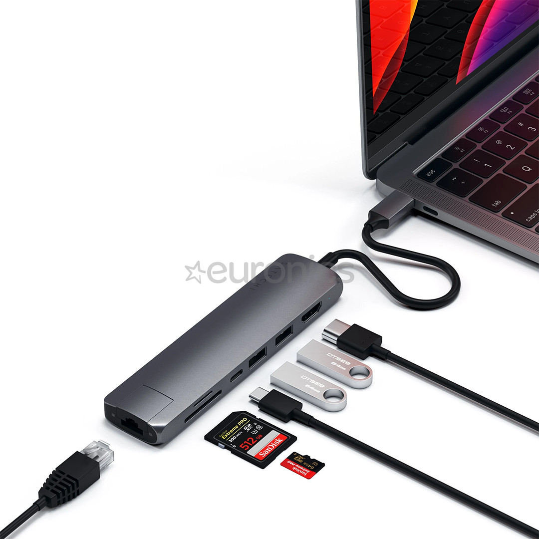 Satechi Multi-port, USB C, pelēka - Adapteris