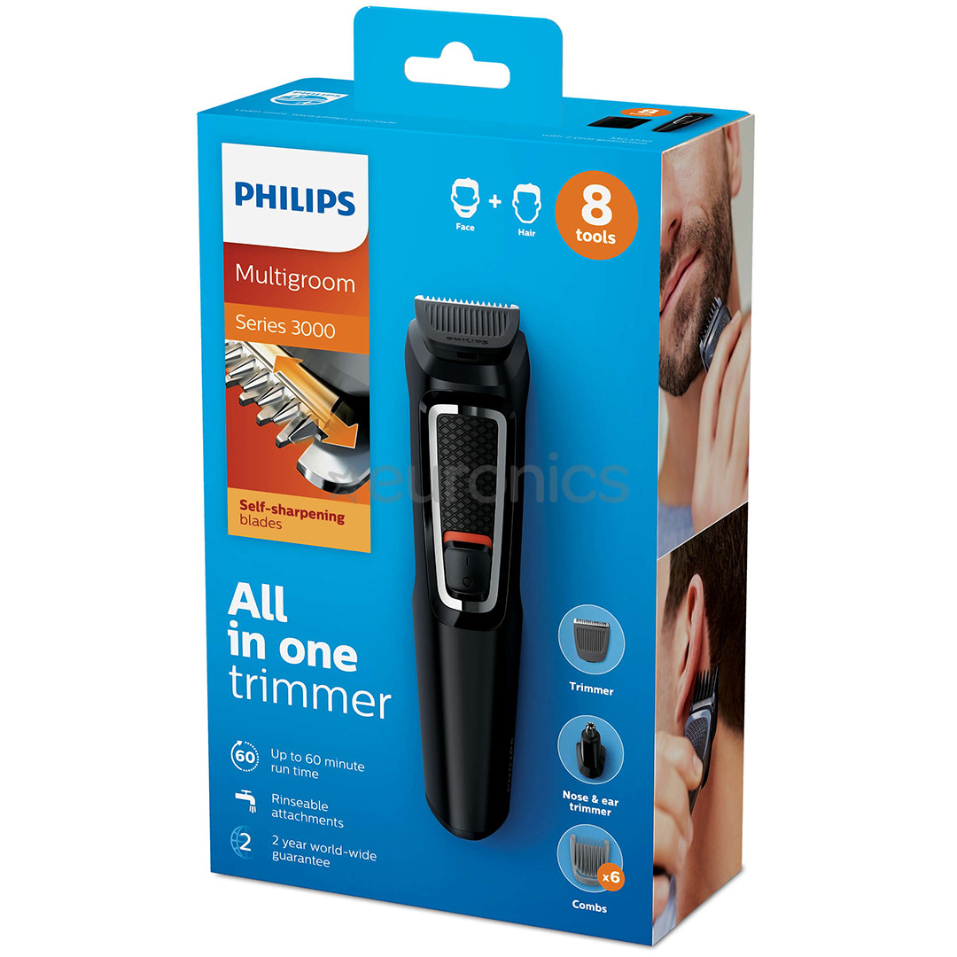Philips Multigroom 3000, 8 vienā, melna -  Trimmera komplekts