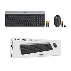 Logitech Slim Combo MK470, RUS, pelēka - Bezvadu klaviatūra ar peli