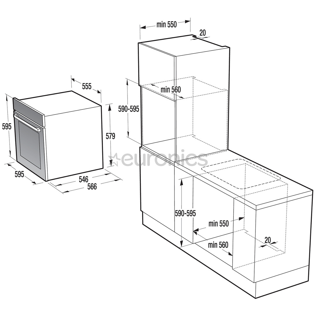 Iebūvējama elektriskā cepeškrāsns, Gorenje / tilpums: 73 L