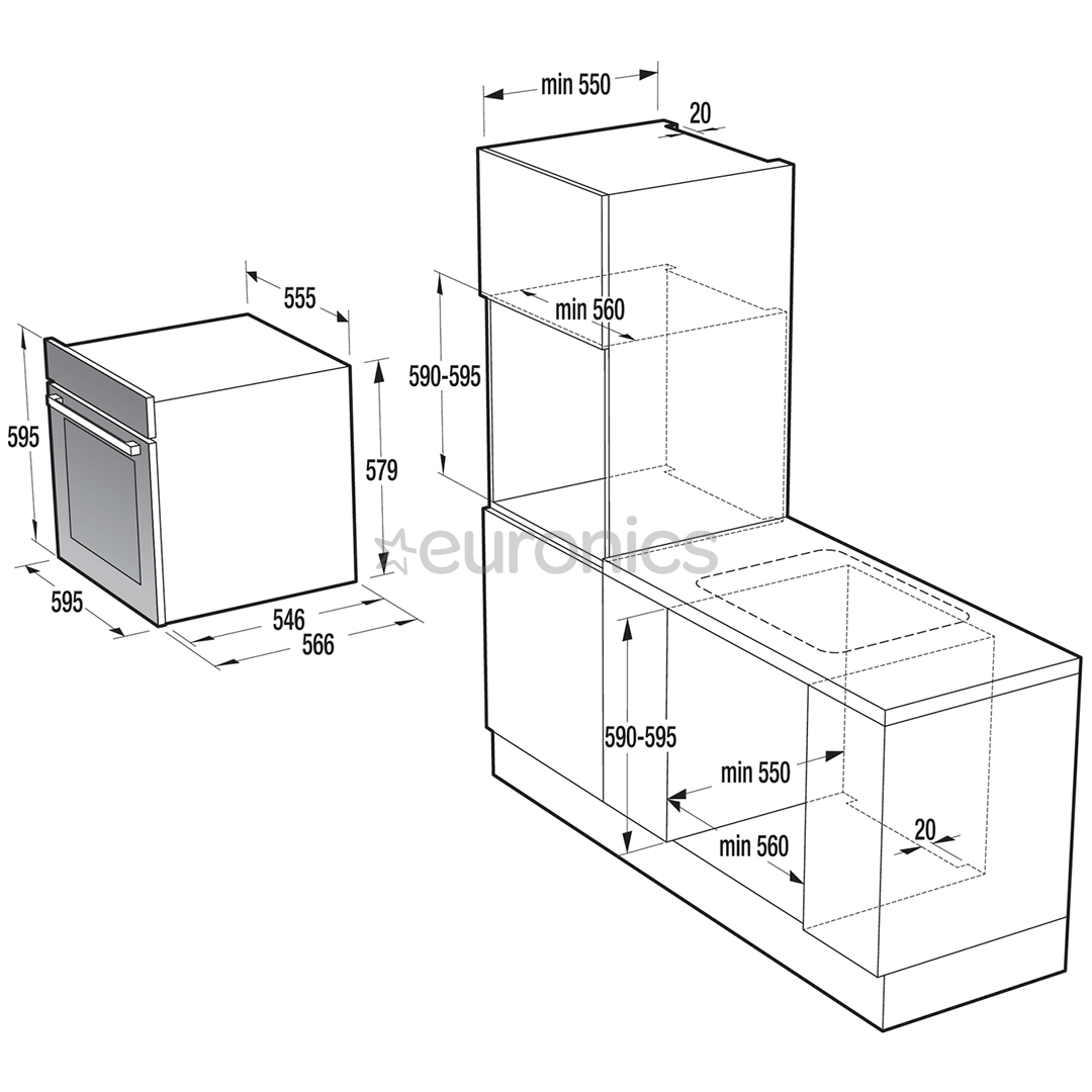 Iebūvējama elektriskā cepeškrāsns, Gorenje / tilpums: 73 L