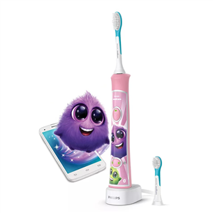 PhilipsSonicare For Kids, balta/rozā - Elektriskā zobu birste bērniem HX6352/42