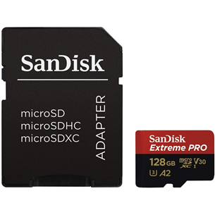 MicroSDXC memory card SanDisk Extreme PRO + adapter (128 GB) SDSQXCY-128G-GN6MA