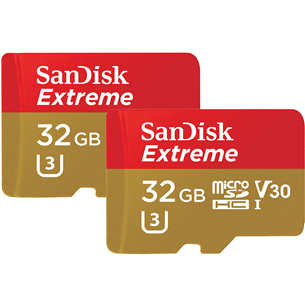 Atmiņas karte MicroSDHC Extreme + adapteris, SanDisk / 32GB x 2