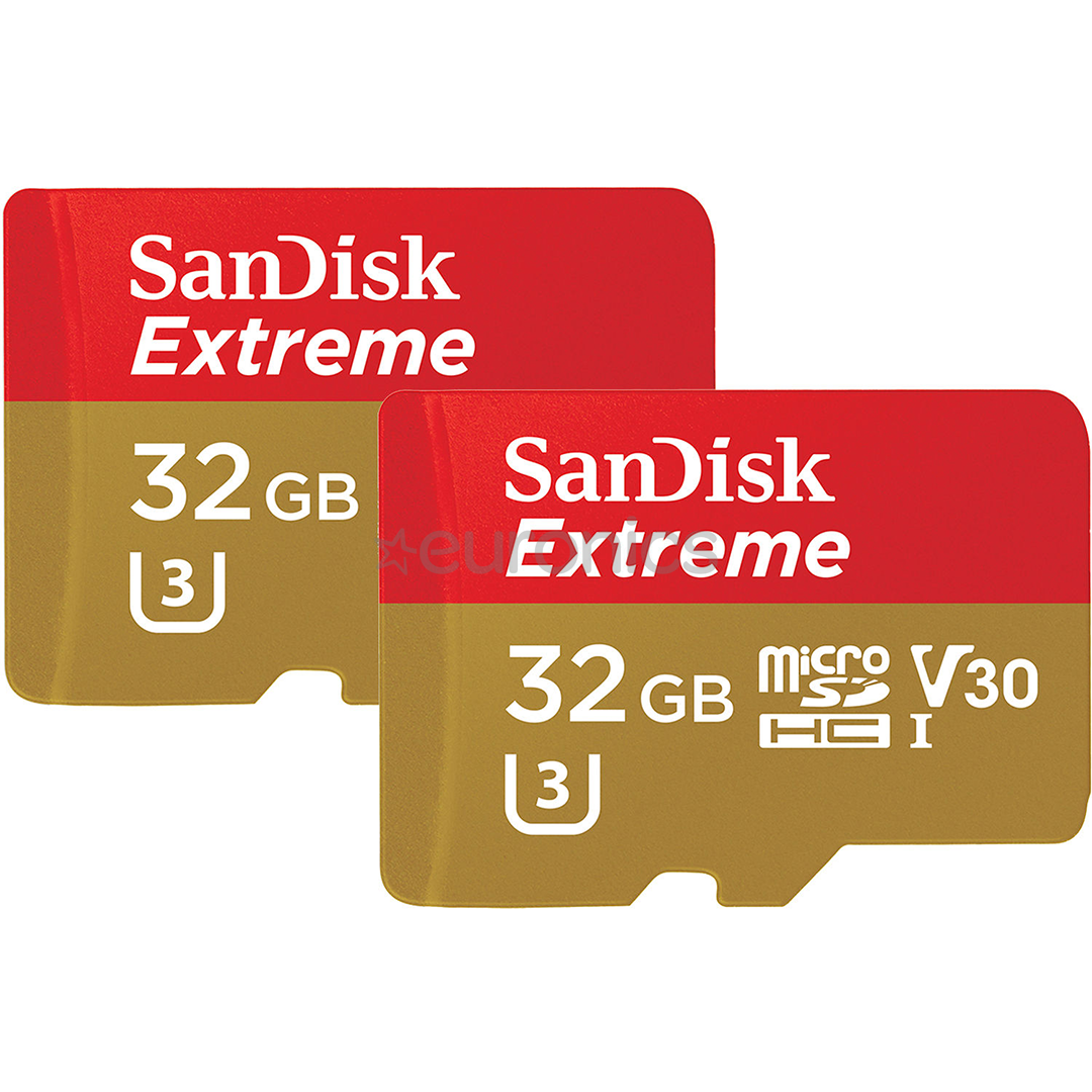 Atmiņas karte MicroSDHC Extreme + adapteris, SanDisk / 32GB x 2