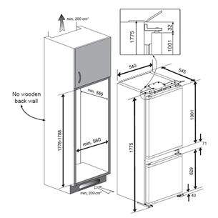 Built-in refrigerator Beko (177 cm)