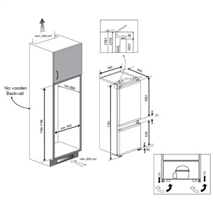 Iebūvējams ledusskapis, Beko / augstums: 177 cm
