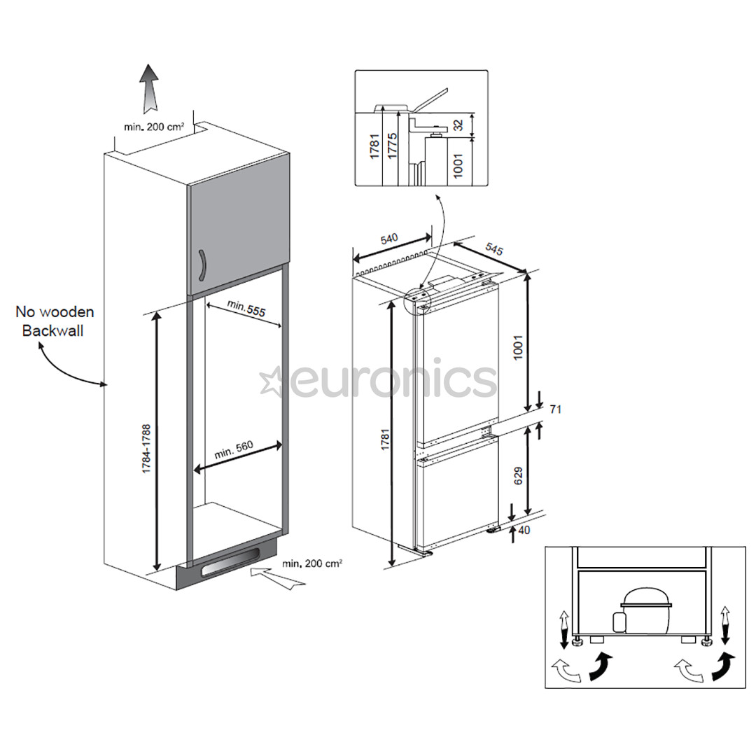 Iebūvējams ledusskapis, Beko / augstums: 177 cm