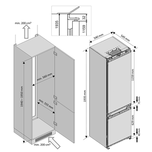 Iebūvējams ledusskapis, Beko / augstums: 193.5 cm
