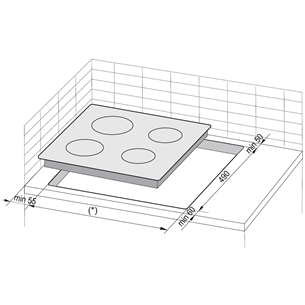 Hansa, width 57.6 cm, frameless, black - Built-in Ceramic Hob