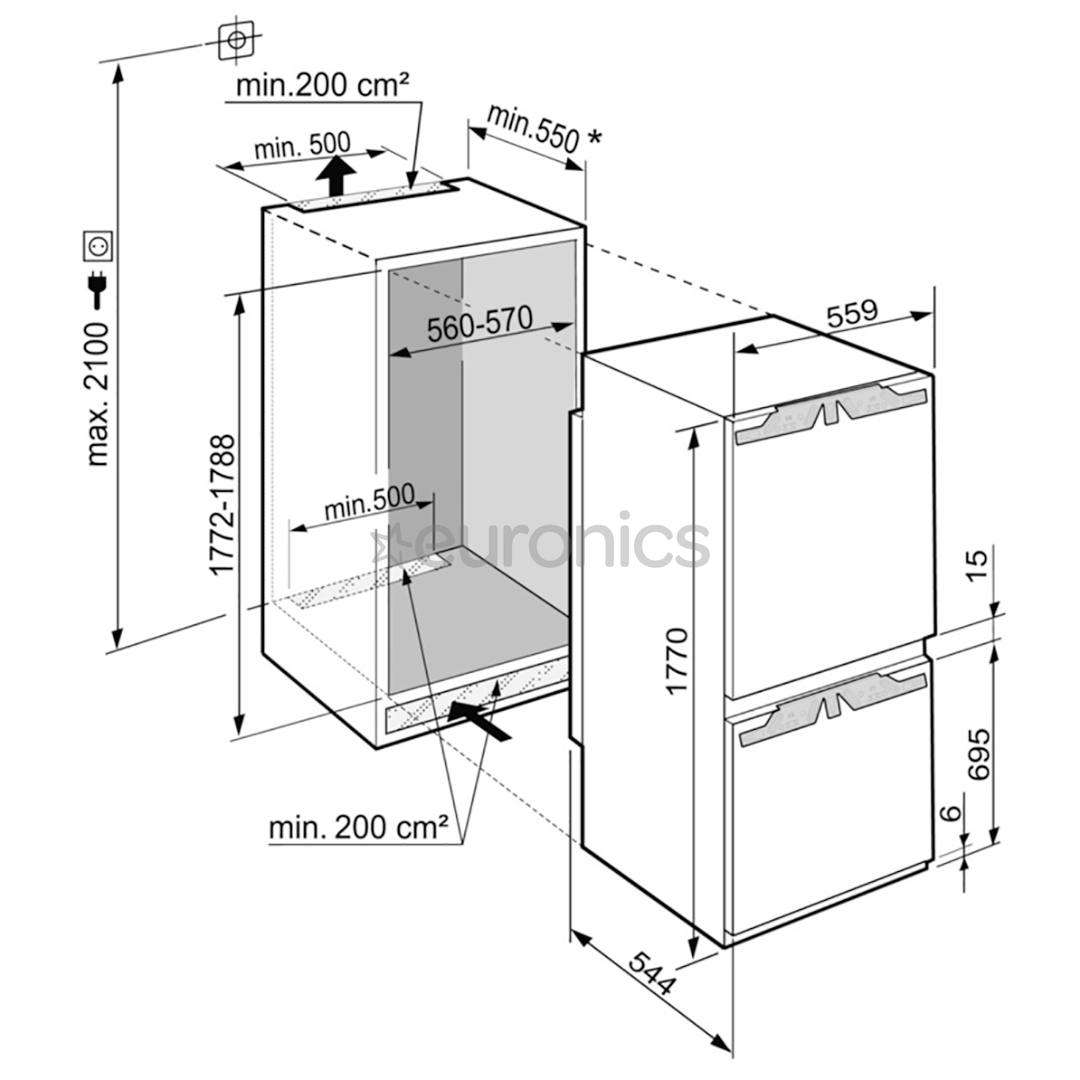 Iebūvējams ledusskapis Comfort NoFrost, Liebherr (178 cm)