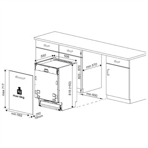 Beko, 14 komplekti, platums 59.8 cm - Iebūvējama trauku mazgājamā mašīna