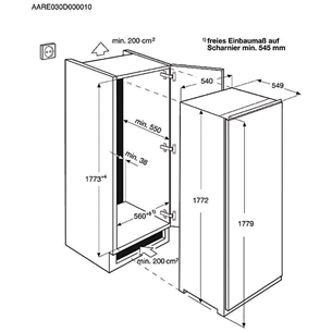 Интегрируемый холодильник, Electrolux (177,2 см)