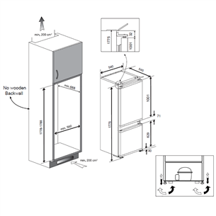 Iebūvējams ledusskapis, Beko / augstums: 177 cm