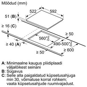 Bosch, platums 59.2 cm, melna - Iebūvējama indukcijas plīts virsma