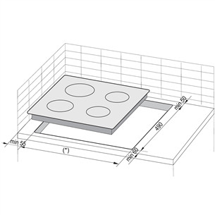 Hansa, platums 57.5 cm, melna - Iebūvējama keramiskā plīts virsma