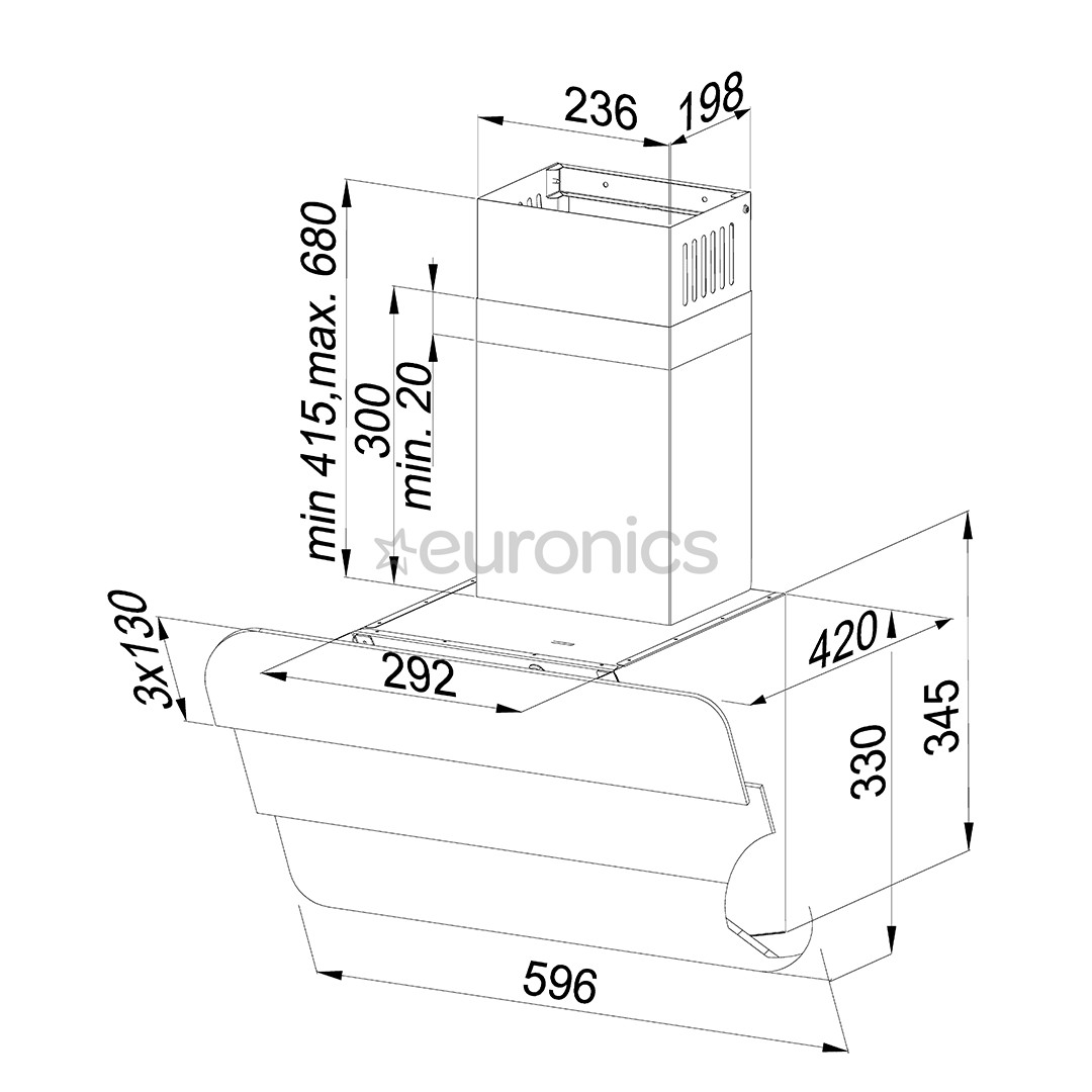 Tvaika nosūcējs, Beko / 525 m³/h