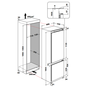 Built-in refrigerator Whirlpool (194 cm)