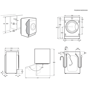 Electrolux, 8 kg, dziļums 54 cm, 1400 apgr/min. - Iebūvējama veļas mazgājamā mašīna