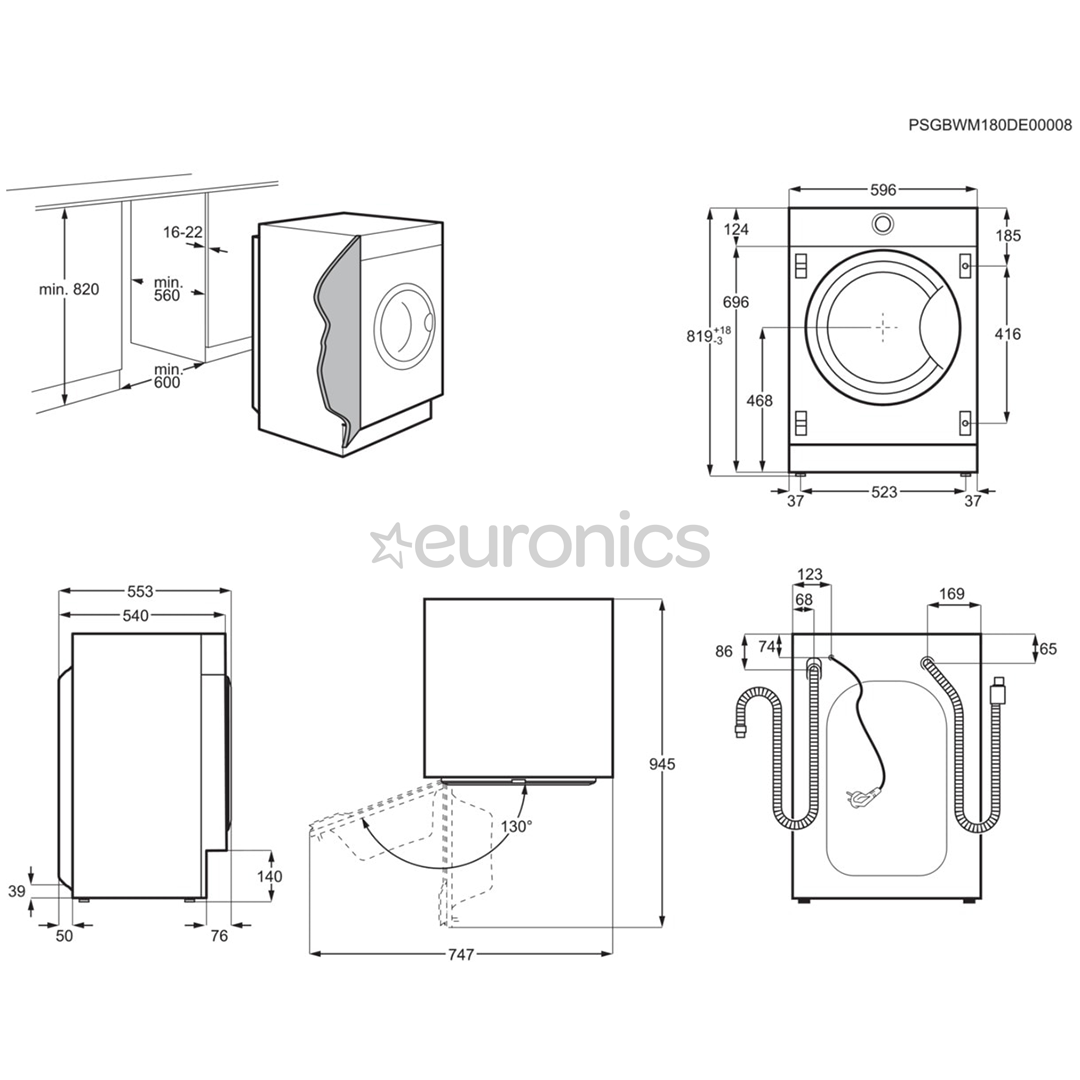 Electrolux, 8 kg, dziļums 54 cm, 1400 apgr/min. - Iebūvējama veļas mazgājamā mašīna