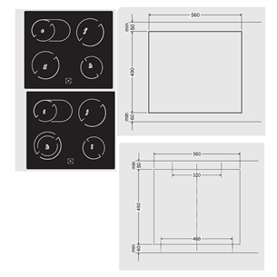 Hansa, 62 L, inox/black - Built-in Oven + Ceramic Hob