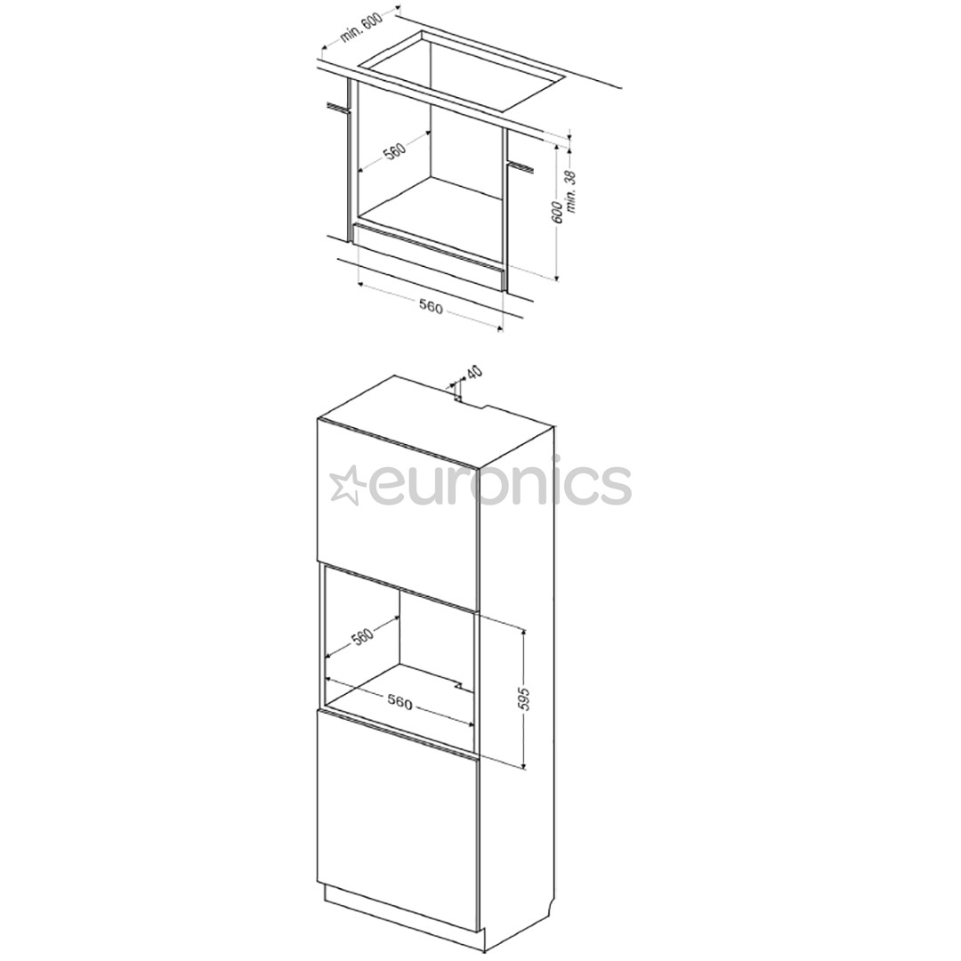 Hansa, 62 L, black - Built-in Retro Oven