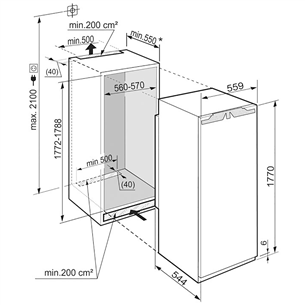 Iebūvējams ledusskapis Comfort, Liebherr / augstums: 178 cm