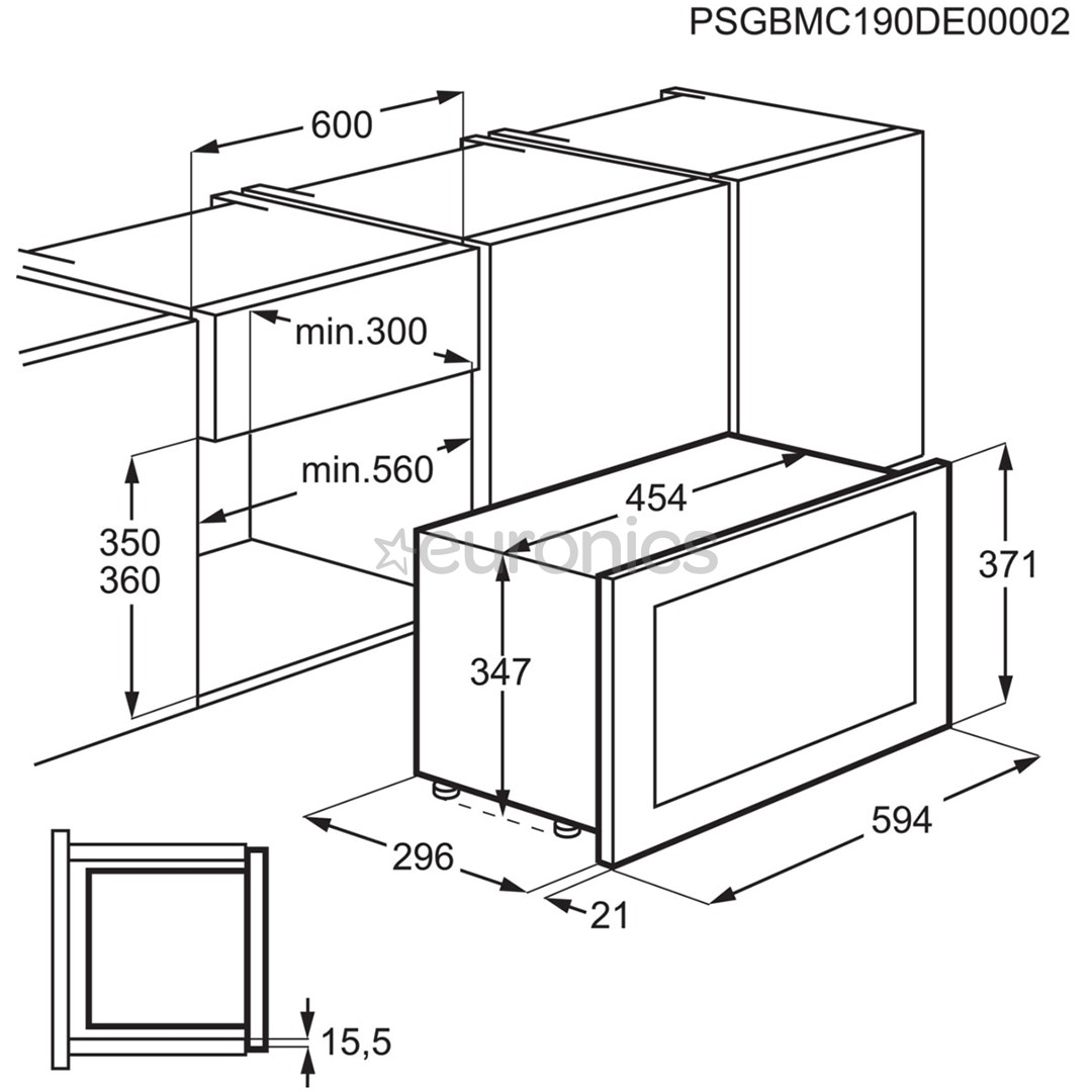Electrolux, 17 л, 800 Вт, черный/нерж. сталь - Интегрируемая микроволновая печь