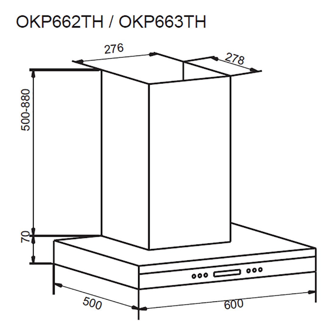 Hansa, 660 m³/h, width 60 cm, inox - Cooker Hood