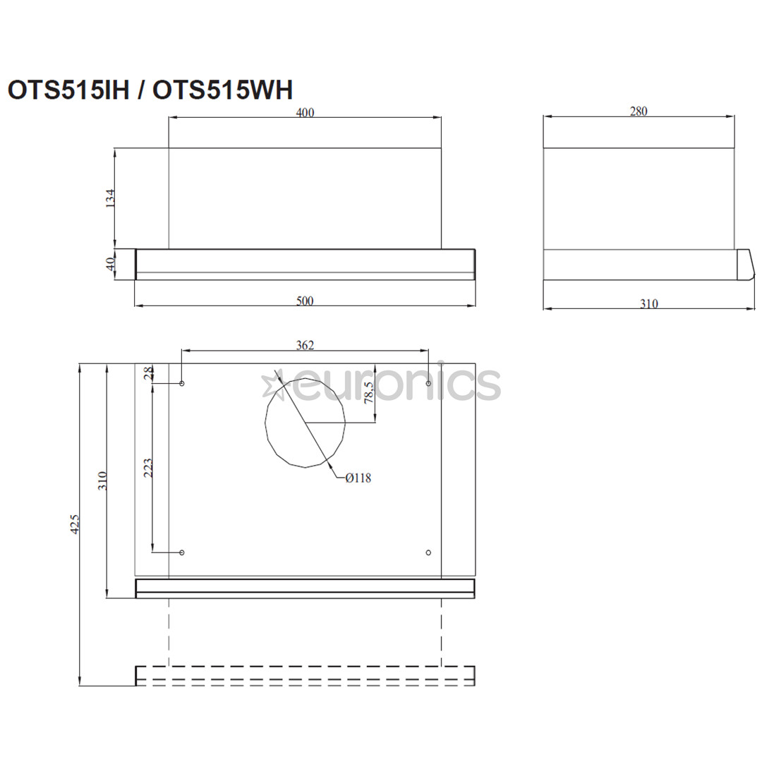 Hansa, 275 m³/h, inox - Built-in cooker hood