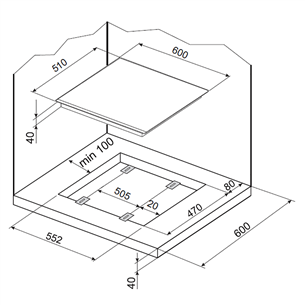 Hansa, width 60 cm, white - Built-in Gas Hob