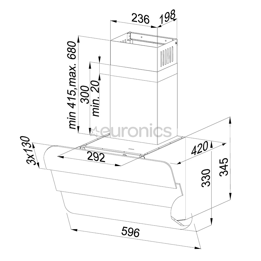 Tvaika nosūcējs, Beko / 525 m³/h