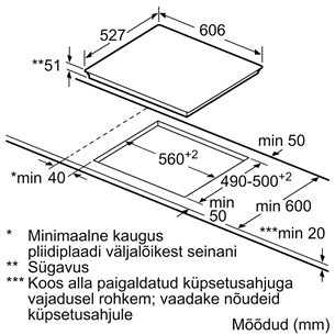 Iebūvējama indukcijas plīts virsma, Bosch