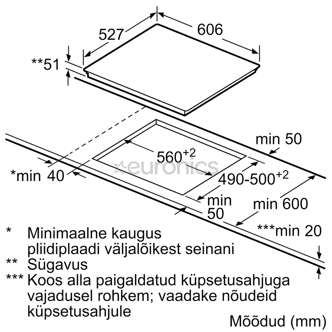 Iebūvējama indukcijas plīts virsma, Bosch